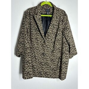 Maggie Barnes Leopard Print Blazer Womens Plus Size 1X 18-20W Jacket Button Up